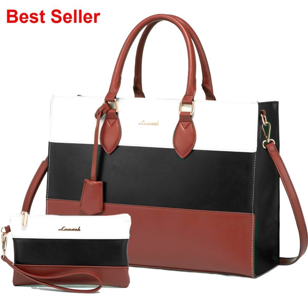 15.6 Inch Laptop Tote Bag, Waterproof Work Bag with Clutch Purse